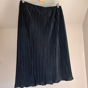 Vintage 90s Pleated Plisse Black Skirt Size 14 Crinkle‎ Minimalist Chic